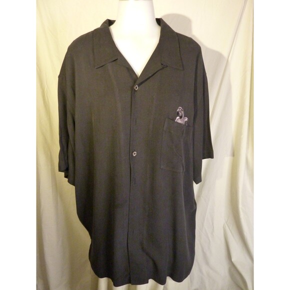 LUAU 100% Silk Hawaiian Soft Shirt-Embroidered Parrot-Pocket-sz 2X - Picture 2 of 4
